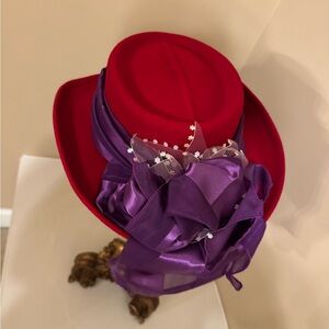 Ladies Vintage Hat; Red Hat